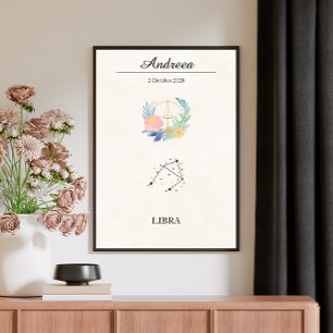 Personalisierte Boho Waage Sternzeichen Konstellat Poster
