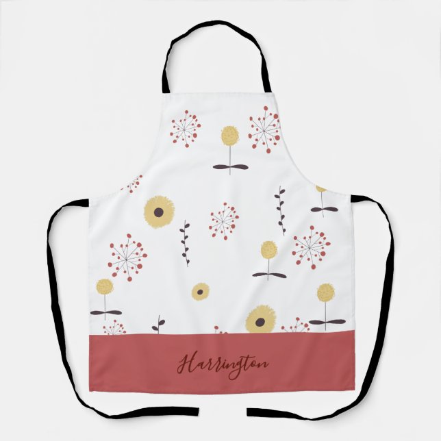 Personalisierte Boho-Wildblume  Schürze (Vorderseite)
