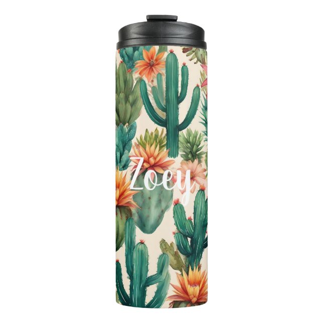 Personalisierte Boho Wüstenkunst Print Thermosbecher (Vorderseite)