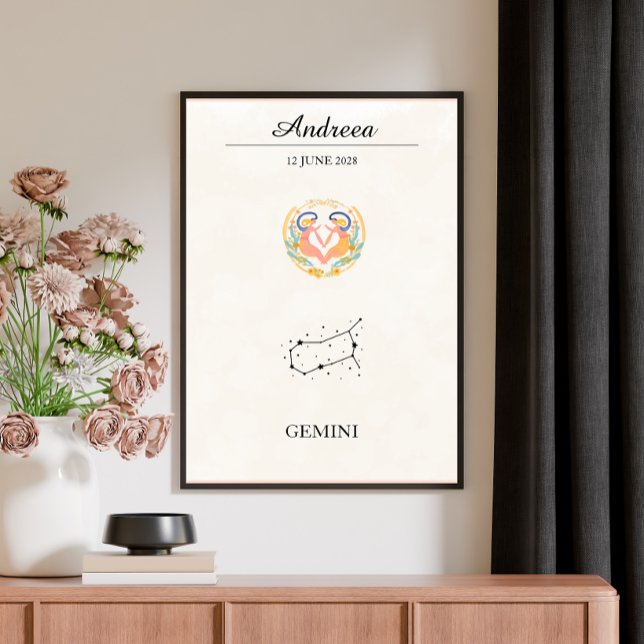 Personalisierte Boho Zwillinge Sternzeichen Konste Poster (Von Creator hochgeladen)