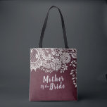 Personalisierte Bordeaux-Hochmutter Tasche<br><div class="desc">Vintages Blumendesign auf graubordeauxrotem Hintergrund,  mit anpassbarem "Mutter der Braut"-Drehbuch und individuelle Name auf der Rückseite,  elegant und elegant und stilvoll,  große personalisierte Geschenke für die Brautmutter.</div>
