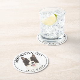 Personalisierte Border Collie Dog Wedding Runder Pappuntersetzer