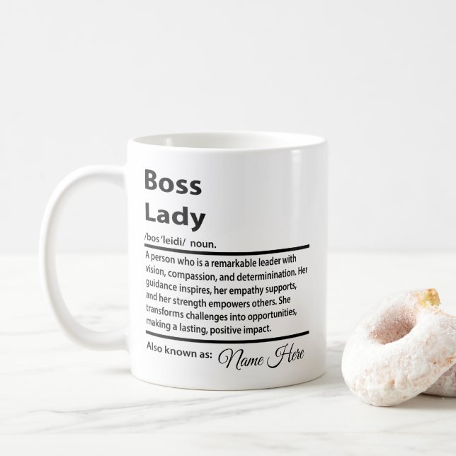 Personalisierte Boss Lady Definition Kaffeetasse (Mit Donut)