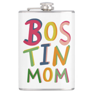 Personalisierte Bostin Mama Schwarzes Land Hippie  Flachmann