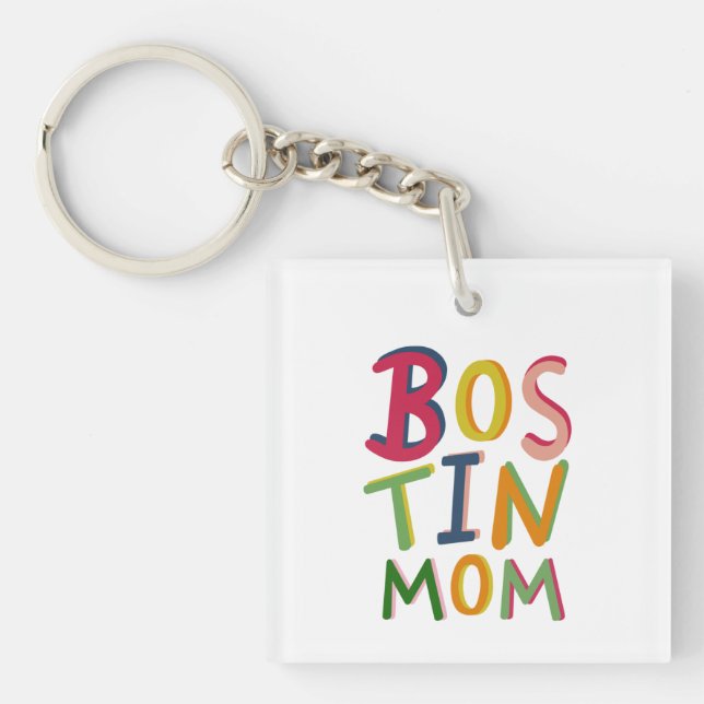 Personalisierte Bostin Mama Schwarzes Land Schlüss Schlüsselanhänger (Vorderseite)
