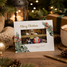 Personalisierte botanische Familienfoto-Weihnachts