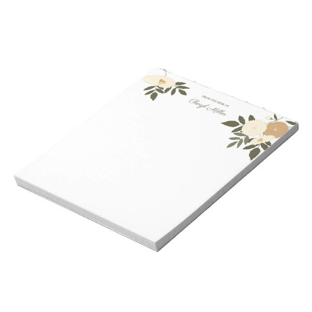 Personalisierte botanische florale Blume Zeichnend Notizblock (Rotiert)