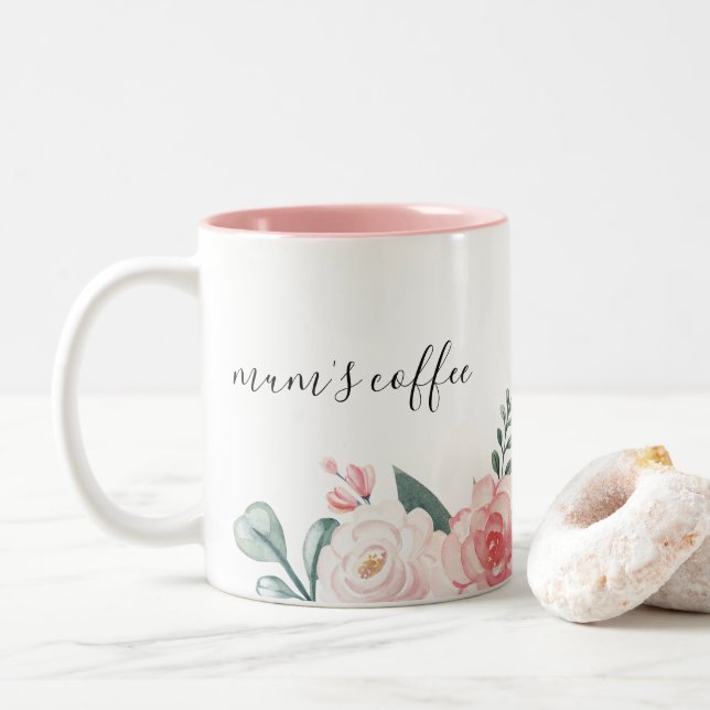 Personalisierte botanische florale Tasse für Mutte (Mit Donut)