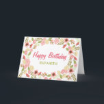 Personalisierte botanische Geburtstags-Karte Karte<br><div class="desc">Diese Geburtstagskarte kann mit einem Namen auf der Außenseite und einer kundenspezifischen Mitteilung auf dem Innenraum personalisiert sein. Kennzeichnet eine botanische mit Blumengraphik.</div>