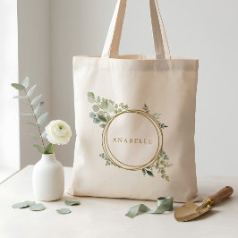 Personalisierte botanische Goldgrünpflanzen Tragetasche