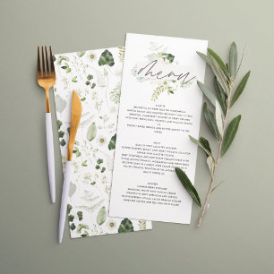Personalisierte Botanische Hochzeit Elegantes Grün Menükarte