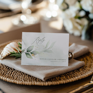Personalisierte Botanische Hochzeit Sage Grün RSVP Mitteilungskarte