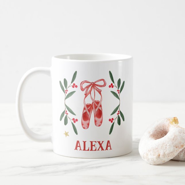 Personalisierte botanische Niedliche Ballettschuhe Kaffeetasse (Mit Donut)