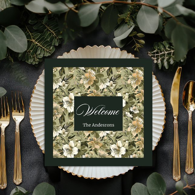Personalisierte botanische Servietten Lux Gold Akz (Personalized Botanical Napkins Lux Gold Accent)