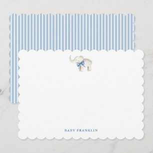 Personalisierte Boy Stationery Elephant Baby Dusch Dankeskarte