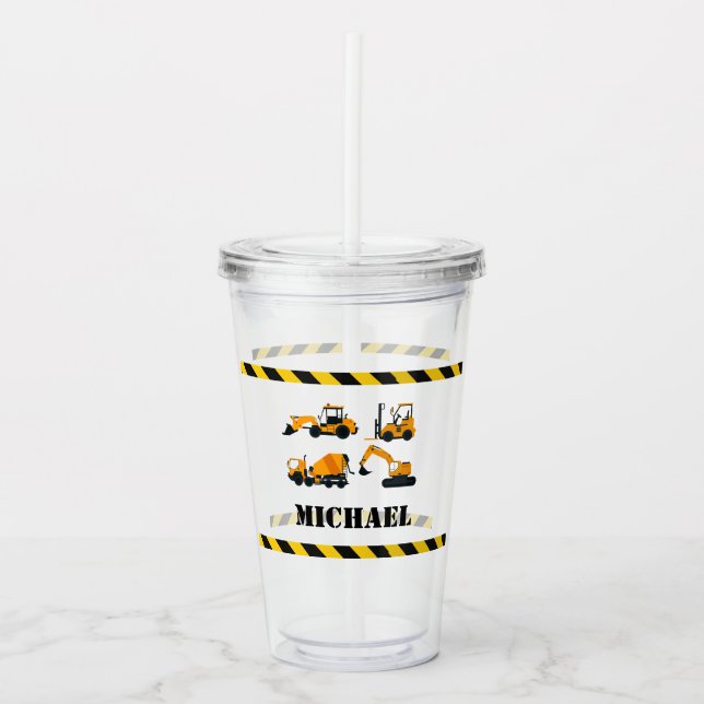 Personalisierte Boys Baustanzer Tumbler Acryltrinkbecher (Vorderseite)
