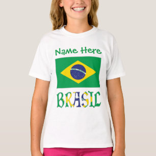 Personalisierte Brasil Bandiera Mädchen- T-Shirt