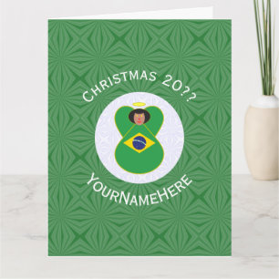 Personalisierte brasilianische Weihnachts-Engel-Fl Karte