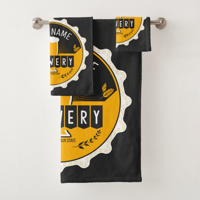 Personalisierte Brauerei Bierflasche Bar Badhandtuch Set (Insitu)