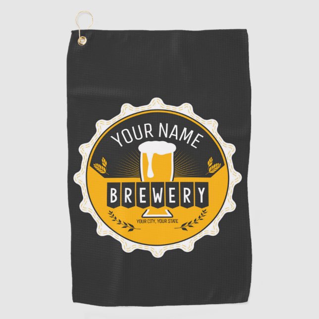 Personalisierte Brauerei Bierflasche Bar Golfhandtuch (Vorderseite)
