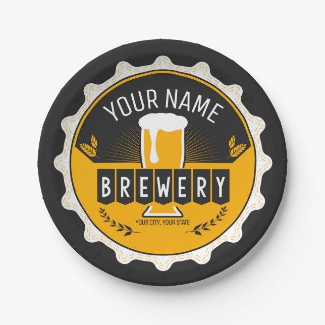 Personalisierte Brauerei Bierflasche Bar Pappteller (Vorderseite)