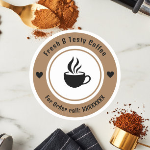 Personalisierte braune Kaffeetassen-Bestellaufkleb Runder Aufkleber
