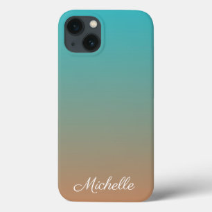 Personalisierte braune und blaue Ombre Case-Mate i iPhone Hülle
