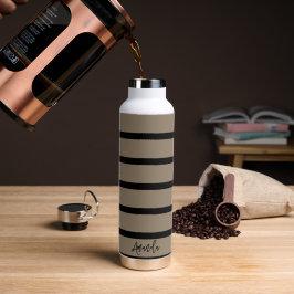 Personalisierte braune und schwarze Streifen Trinkflasche