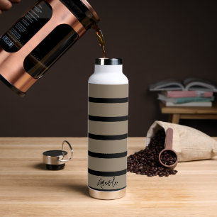 Personalisierte braune und schwarze Streifen Trinkflasche