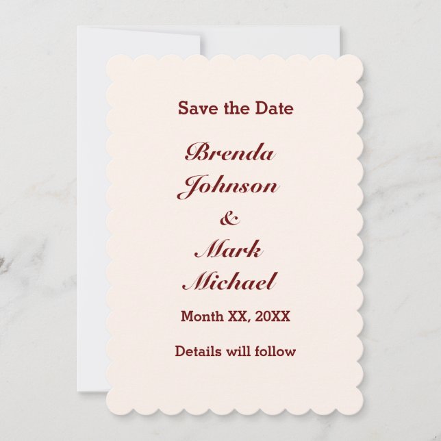 Personalisierte Bräunungs- und Bräutigkarte Save t Save The Date (Vorderseite)