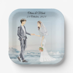 Personalisierte Braut & Groom Hochzeit Pappteller