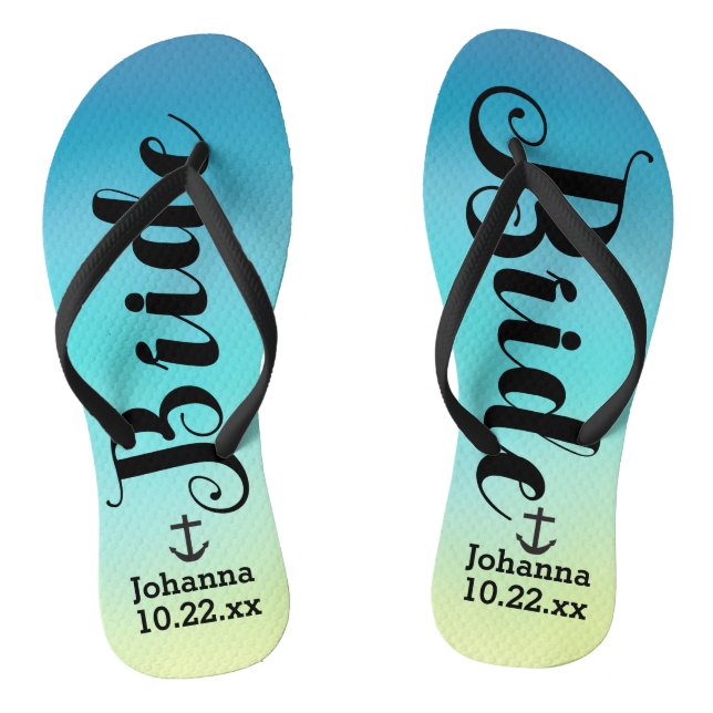Personalisierte Braut-Nautical Anchor Beach Hochze Flip Flops (Fußbett)
