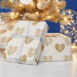 Personalisierte Braut und Bräutigam goldene Herzen Geschenkpapier