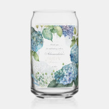 Personalisierte Brautdusche Blaue Hortensien