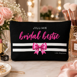 Personalisierte Brautjungfer Beste Freundin Schwar Zubehörtasche