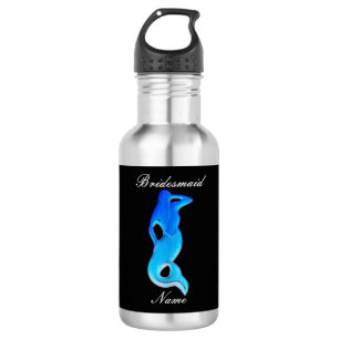 Personalisierte Brautjungfer blaue Meerjungfrau  Edelstahlflasche