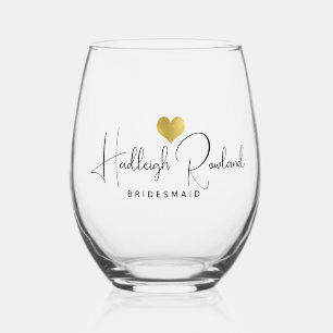 Personalisierte Brautjungfer-Handschrift-Name Weinglas Ohne Stiel