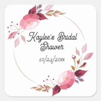 Personalisierte Brautparty-Blumenaufkleber Quadratischer Aufkleber