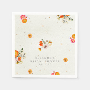 Personalisierte Brautparty mit orangen Wildblumen Serviette