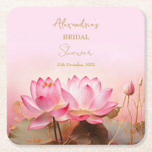 Personalisierte Brautparty Pink Lotus Rechteckiger Pappuntersetzer