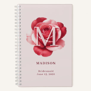 Personalisierte Brautrose mit Namen und Hochzeitsd Notizbuch