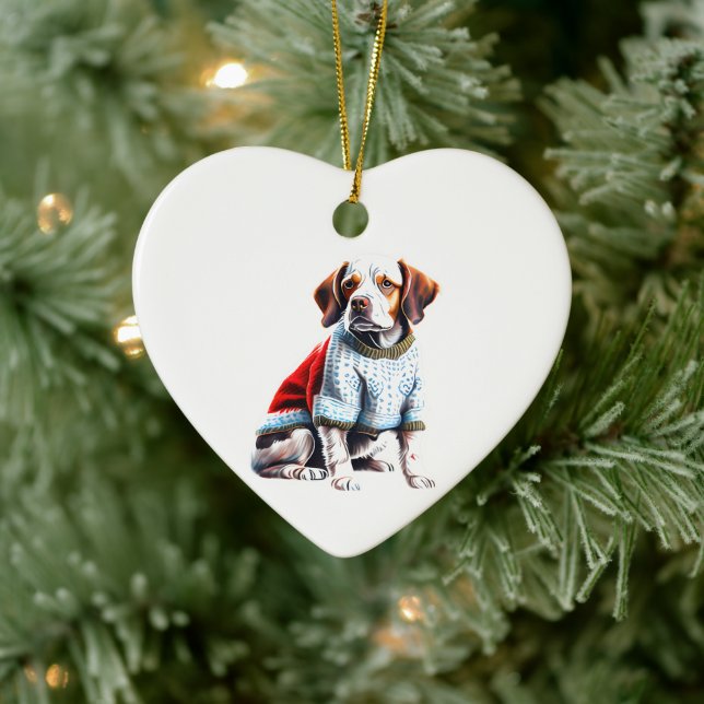 Personalisierte Bretagne im Weihnachtssüßer Keramik Ornament (Baum)