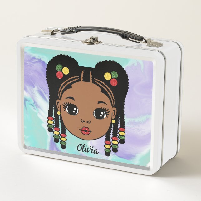 Personalisierte Briaded Hair Baby Metal Lunchbox (Vorderseite)