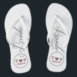 Personalisierte Bridal (grau/rot) Flip Flops<br><div class="desc">Spaß,  maßgeschneiderte graue,  weiße und rote Braut Hochzeitsflip Flops.</div>