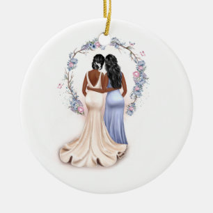 Personalisierte Bride & Bridesmaid Weihnachtsschmu Keramik Ornament