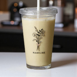 Personalisierte Bridesmaid-Blüte mit rosa Bogen Acryltrinkbecher