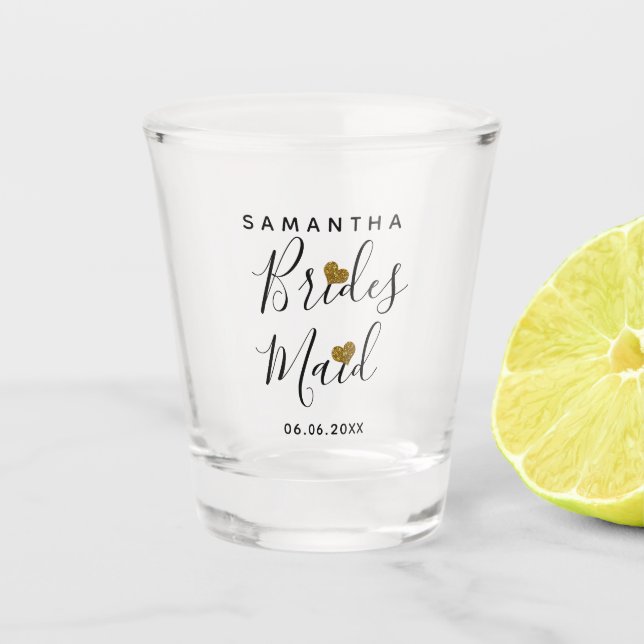 Personalisierte Bridesmaid Gastgeschenk Hochzeit Schnapsglas (Vorderseite)