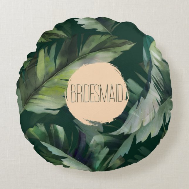 Personalisierte Bridesmaid-Geschenke, Hochzeitsfei Rundes Kissen (Vorderseite)
