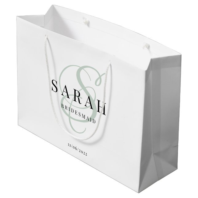 Personalisierte Bridesmaid Große Geschenktüte (Rückseite Schrägansicht)