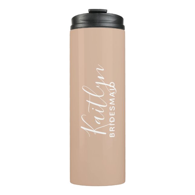 Personalisierte Bridesmaid in Rosa   Thermosbecher (Vorderseite)